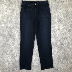 Gloria Vanderbilt Amanda Jeans Size 8S Womens Dark Wash Blue Distressed Hi Rise